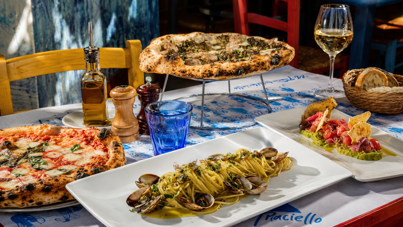 A wood-fired Neapolitan pizza at 'O Munaciello